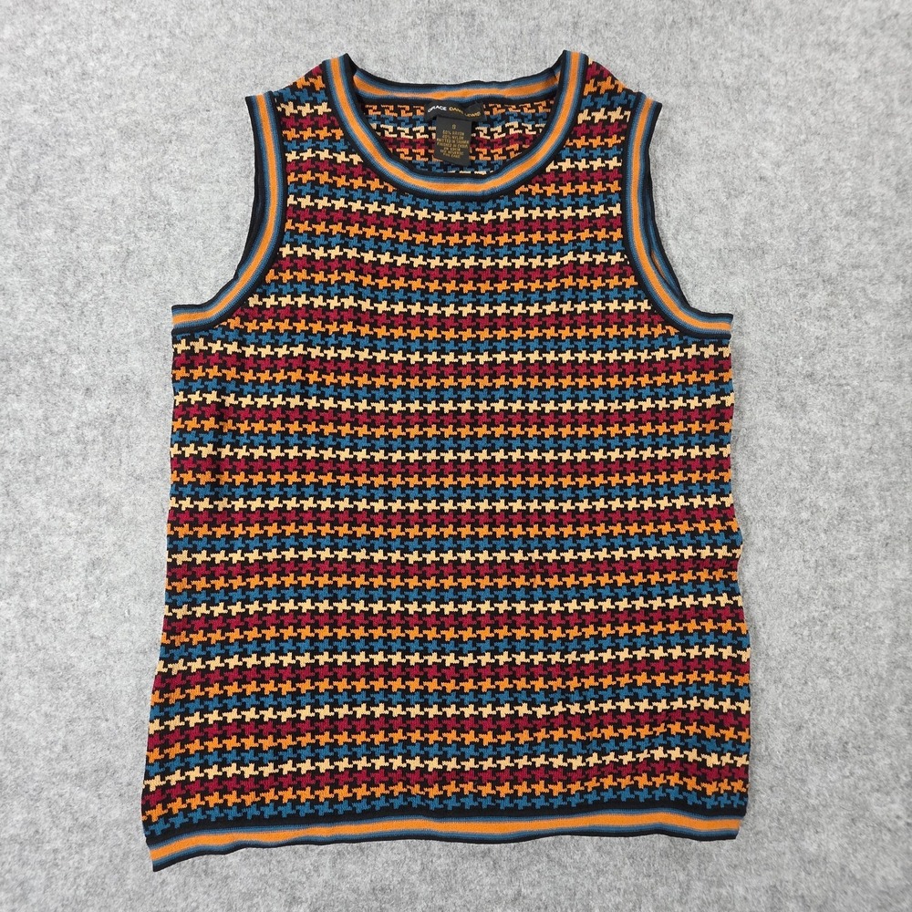 Grace Dane Lewis Sweater Vest Women's Size Small Sleeveless Knit houndstooth
